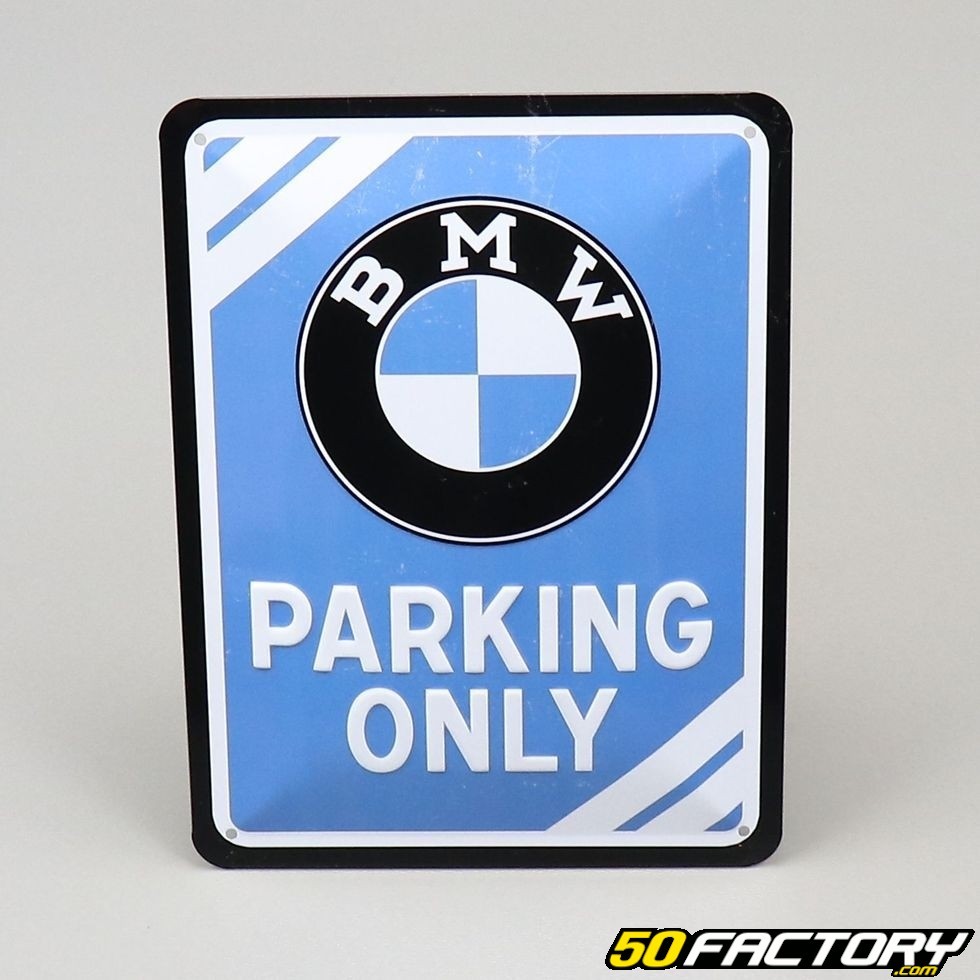 Plaque émaillée bmw parking only 15x20cm pièce moto et scooter