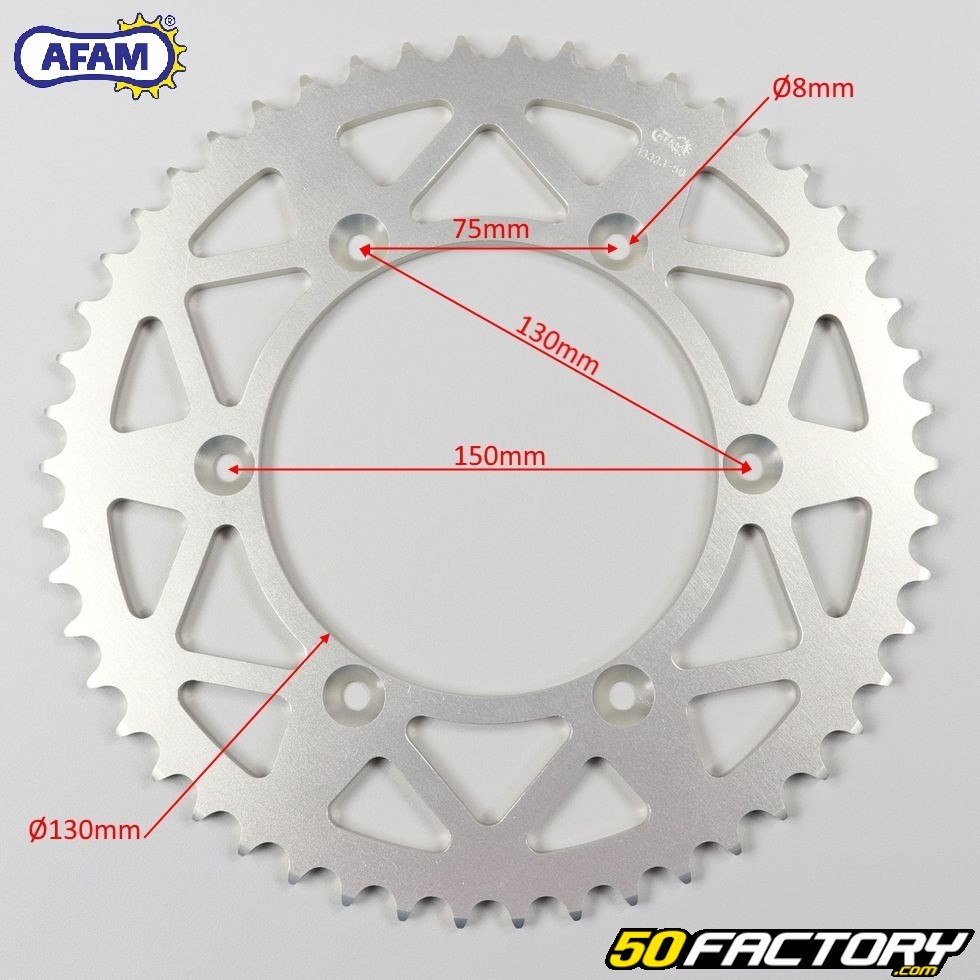 Couronne 50 dents alu 520 Yamaha WR YZ 125 250 Afam Pièce moto