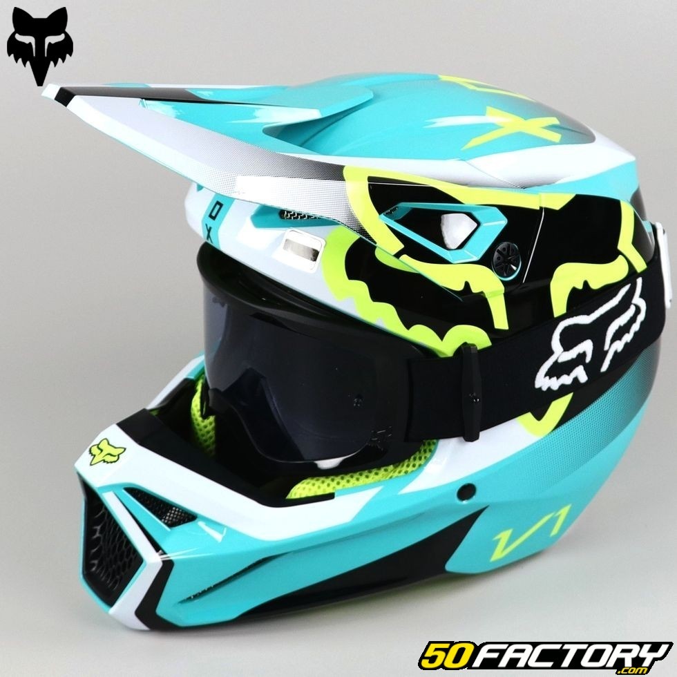 Casque Cross Fox Racing V Leed Turquoise Quipement Moto