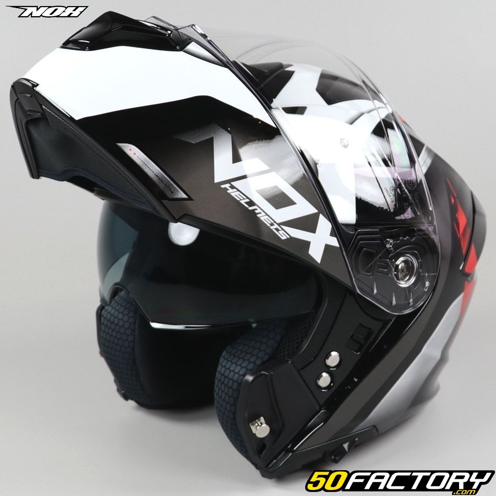 Casque Modulable Nox N Cruzr Blanc Et Rouge Quipement Moto