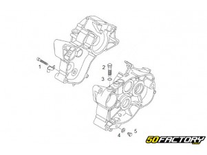 Mécaboite Beta RR vue éclatée des carters moteur 50factory