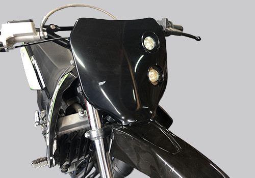 Plaque phare halogène cross noire pour moto 50cc à boîte