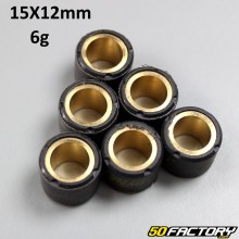Variator rollers 6g 15x12 mm Minarelli vertical and horizontal Mbk Booster,  Nitro...