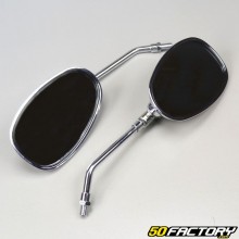 Chrome plated oval rear view mirror 10 mm (pair)