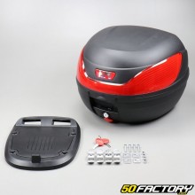 Top case  Motocicleta XNUMXL preto e scooter universal (refletor vermelho)