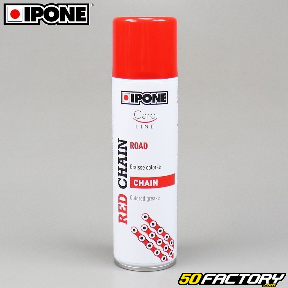 IPONE - Graisse de Chaîne pour Moto – Couleur Rouge - Formulation  anticorrosion– Résiste à l’eau – 250 ml