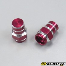 6 red-sided valve caps (pair)