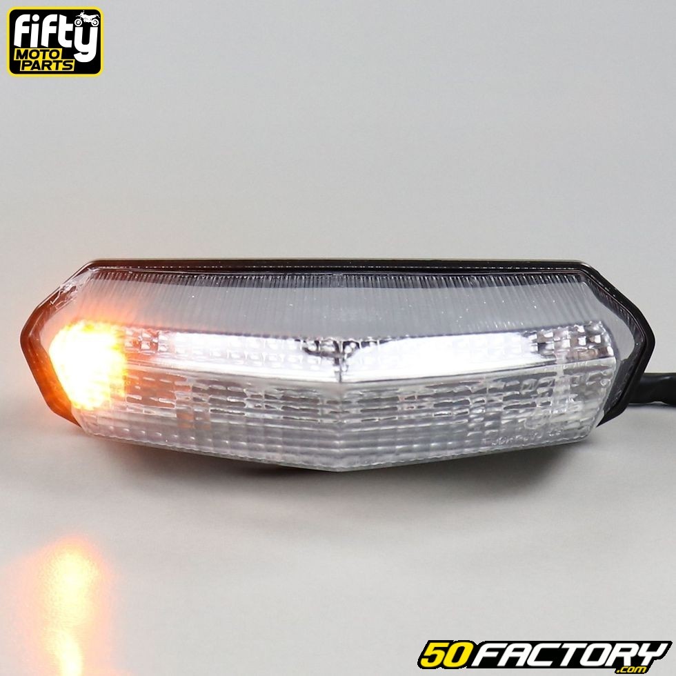 Feu arrière blanc drx à leds avec clignotants pour motos