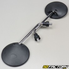 Black round mirrors chrome stems