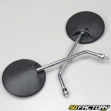 Round rearview mirrors black chrome rods 8mm