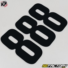 Stickers numéro cross 8 noirs 16 cm Kutvek (jeu de 3)