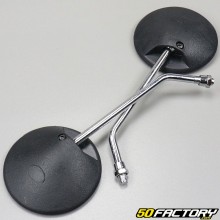 Black round mirrors chrome stems