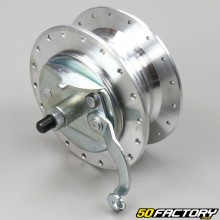 Complete front wheel hub (Leleu type) XNUMX ØXNUMXmm holes Motobécane AVXNUMX, AVXNUMX ...