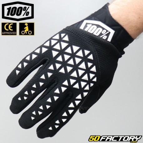 Gants cross hiver 100% Brisker homologués CE moto noir taille S