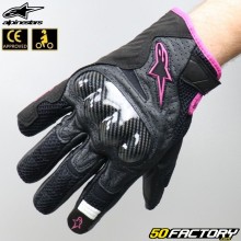 Guantes racing mujer Alpinestars Stella SMX-1 moto CE homologada negra y rosa