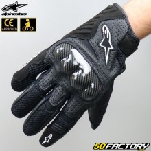 Guantes racing mujer Alpinestars Stella SMX-1 moto CE homologada en blanco y negro