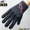 Luvas de rua Alpinestars S Max Drystar preto e vermelho fluo aprovado pela CE