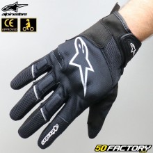 Handschuhe racing Alpinestars Atom CE homologiertes Motorrad schwarz und weiß