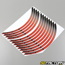 Red preformed rim stripes stickers (12 pieces)