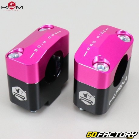 Abrazaderas de manillar de XNUMXmm a XNUMXmm KRM Pro Ride  negro y rosa