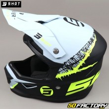 Capacete cross Shot Furious Storm  preto, cinza e amarelo neon