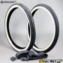 XNUMXxXNUMX (XNUMXxXNUMX) tires Continental  KKSXNUMX white sidewalls with inner tubes and moped rim tape