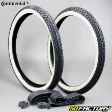 2x19 (23x2) tires Continental KKS10 white walls with inner tubes and moped rim tape