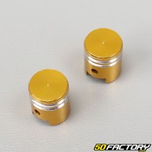 Golden yellow piston alu valve caps (pair)