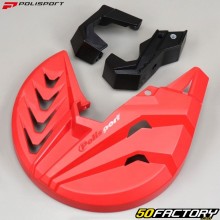 Front brake disc guard Honda CRF 250 R , RX  and 450 Polisport  red