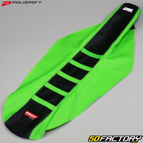 Funda de asiento Kawasaki KXF XNUMX (XNUMX - XNUMX) y XNUMX (XNUMX - XNUMX) Polisport  Cebra verde y negra