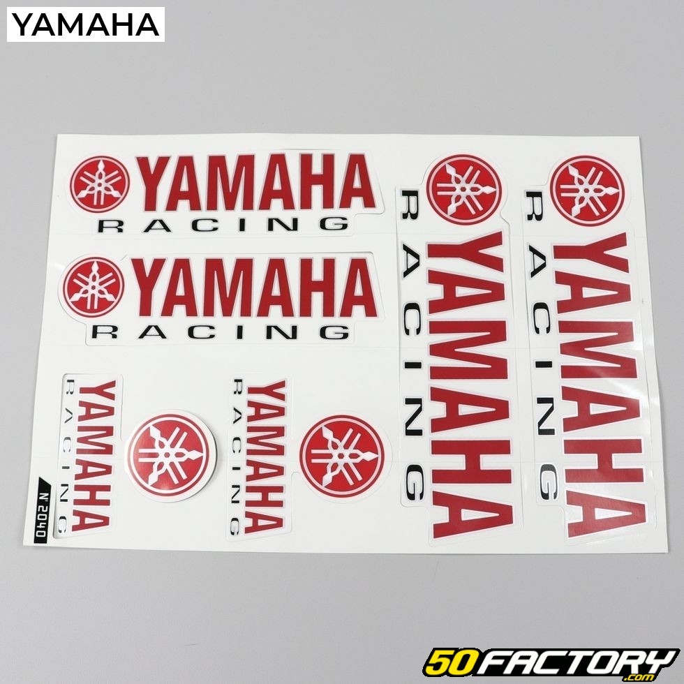Planche de stickers autocollant déco YAMAHA RACING rouge pour moto