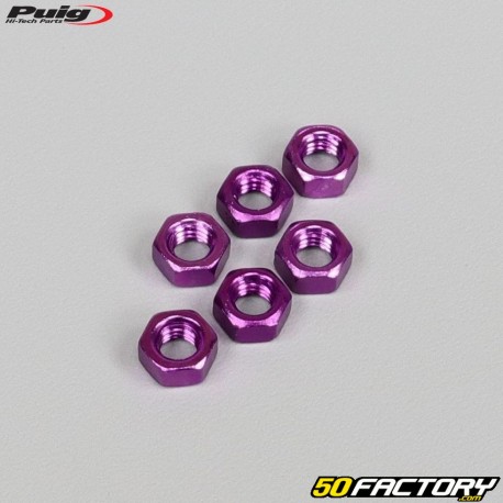 Nueces de Puig anodizadas violeta (juego de XNUMX)