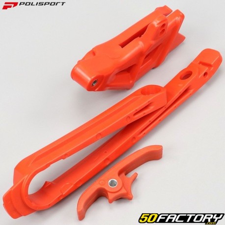 Pads and chain guide Husqvarna TE, FE, KTM EXC, EXC-F 350, 450 (since 2017)... Polisport oranges