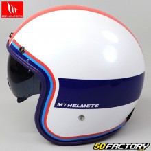 Casque jet MT Helmets Le Mans II blanc et bleu