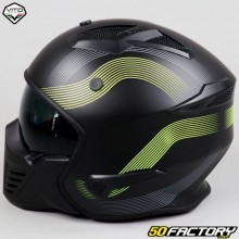 Casco modular Vito Bruzano negro y amarillo flúor mate