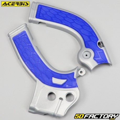 Protectores de chasis cubre cuadro Yamaha YZF 250 (2014 - 2016), WR-F 450 (2014 - 2015) Acerbis  X-Grip gris y azul