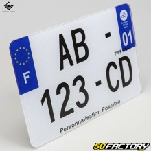 License plate motorcycle, scooter 210x140 mm approved (no. ending par 2 letters)