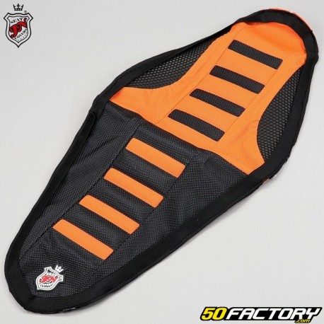 Funda de asiento KTM SX 125, 250, SX-F 450 ... (2019 - 2022), EXC (2020 - 2023) JN Seats negro y naranja