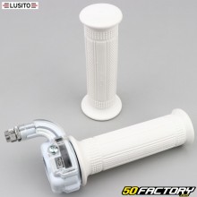 Mini Targa throttle grip with left coating Peugeot  XNUMX, MBK XNUMX... White Lusito VXNUMX