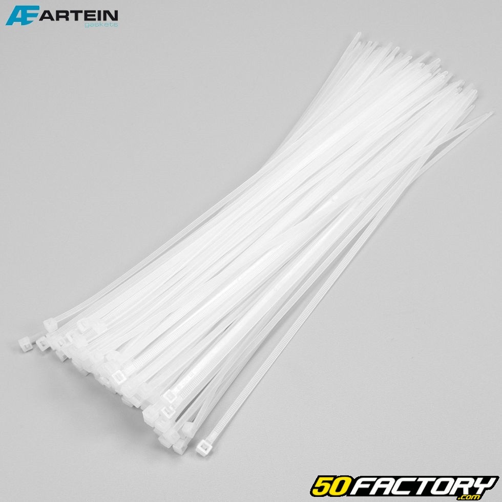 Colliers plastique (rislan) 4.5x360 mm Artein blancs (100 pièces)