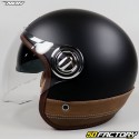 Jet helmet Nox Heritage matte black and brown leather