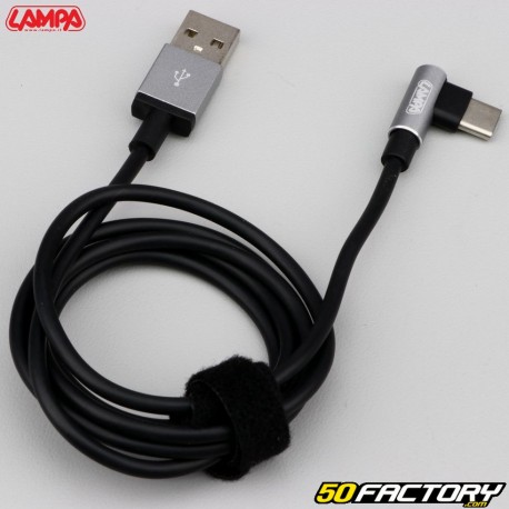Abgewinkeltes USB/Typ-C 1 Meter Kabel Lampa schwarz