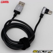 Cable USB/Tipo-C en ángulo XNUMX metros Lampa  negro