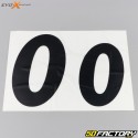 Números 0 Evo-X Racing negros brillantes (juego de 4)