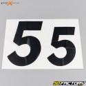 Números 5 Evo-X Racing negros brillantes (juego de 4)