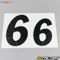 Números 6 Evo-X Racing negros brillantes (juego de 4)