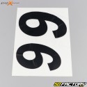 Números 6 Evo-X Racing negros brillantes (juego de 4)