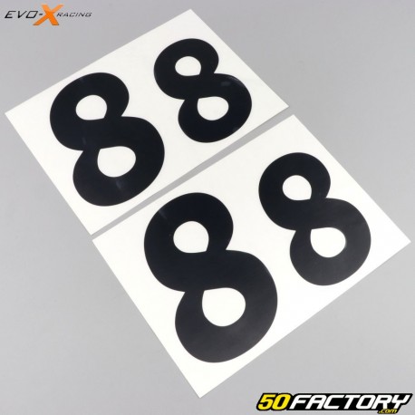 Numéros 8 Evo-X Racing noirs brillant (jeu de 4)