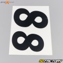 Números 8 Evo-X Racing negros brillantes (juego de 4)