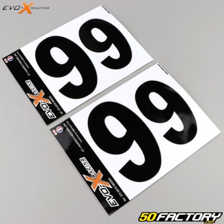 Números 9 Evo-X Racing negros brillantes (juego de 4)